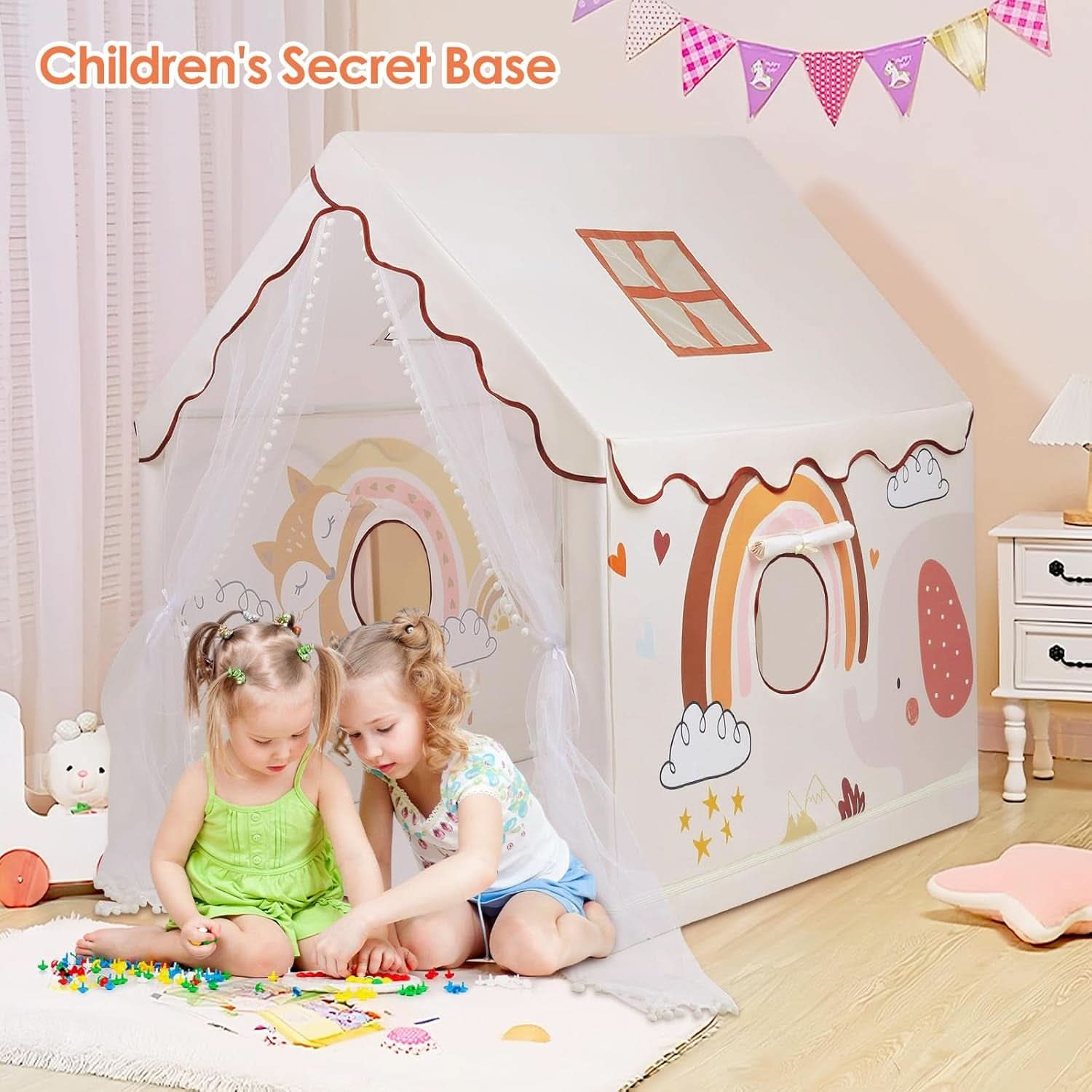 Extra Large Foldable Toddlers Play Tent With Windows-4