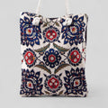 Authentic Kilim Fabric Purse with Rope Handles, Turkish Carpet, Beach Bag, Tote, Reusable Shopping Bag -- Floral-0
