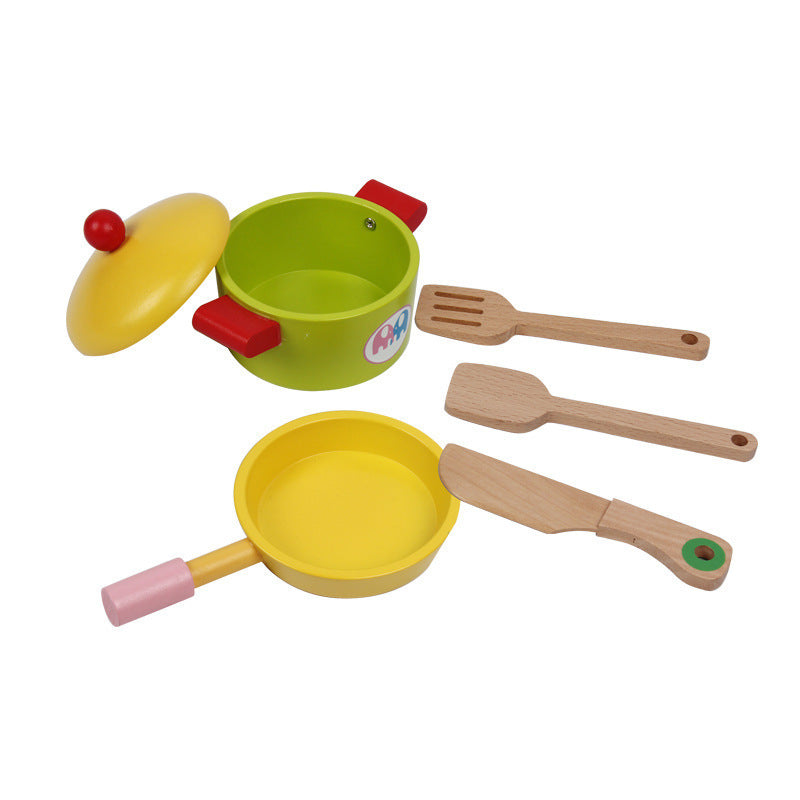 Japanese Kitchen Toy Set - Wooden Cooking & Fruit Cutting