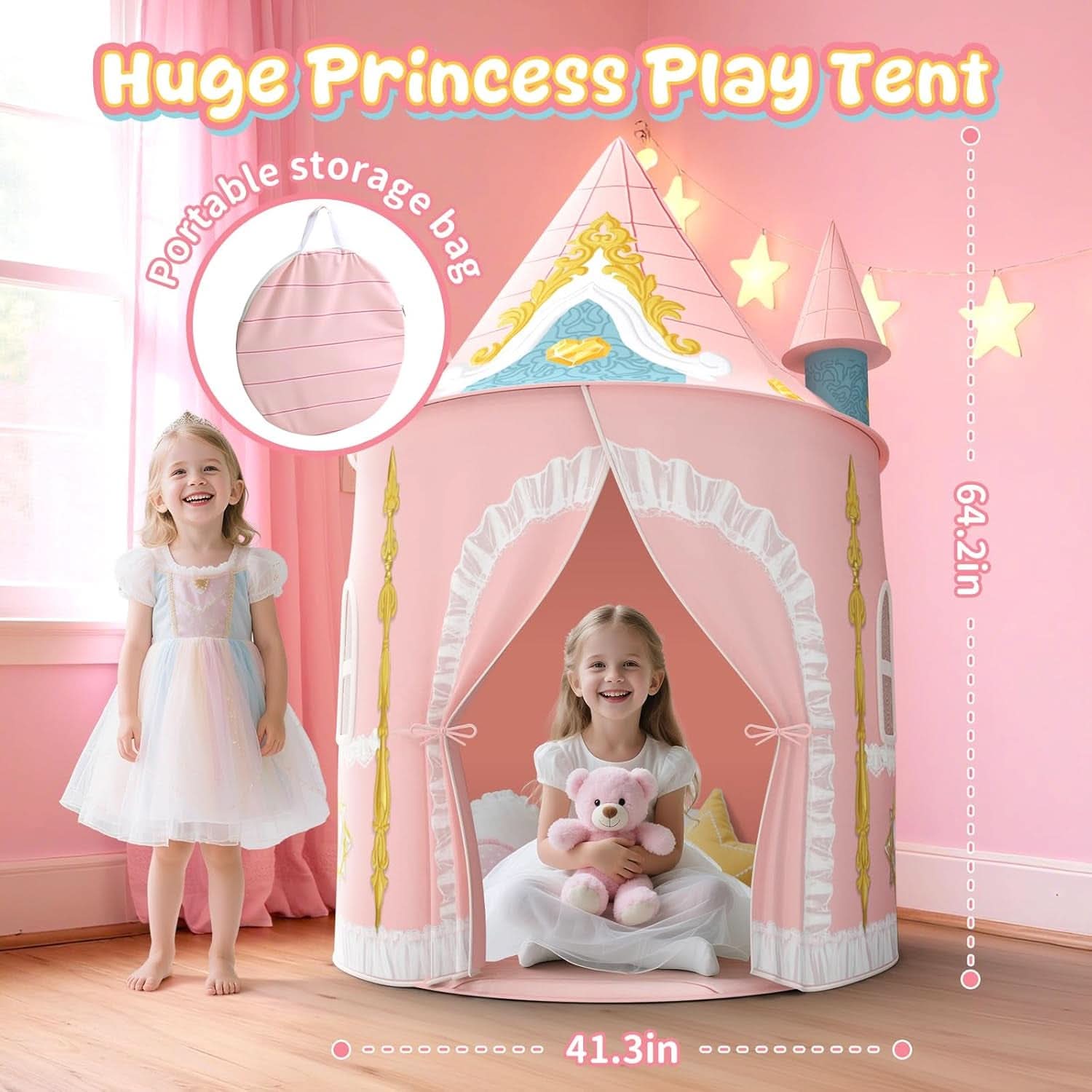 Girls Indoor Princess Castle Play Tent Extra Large Pro-3