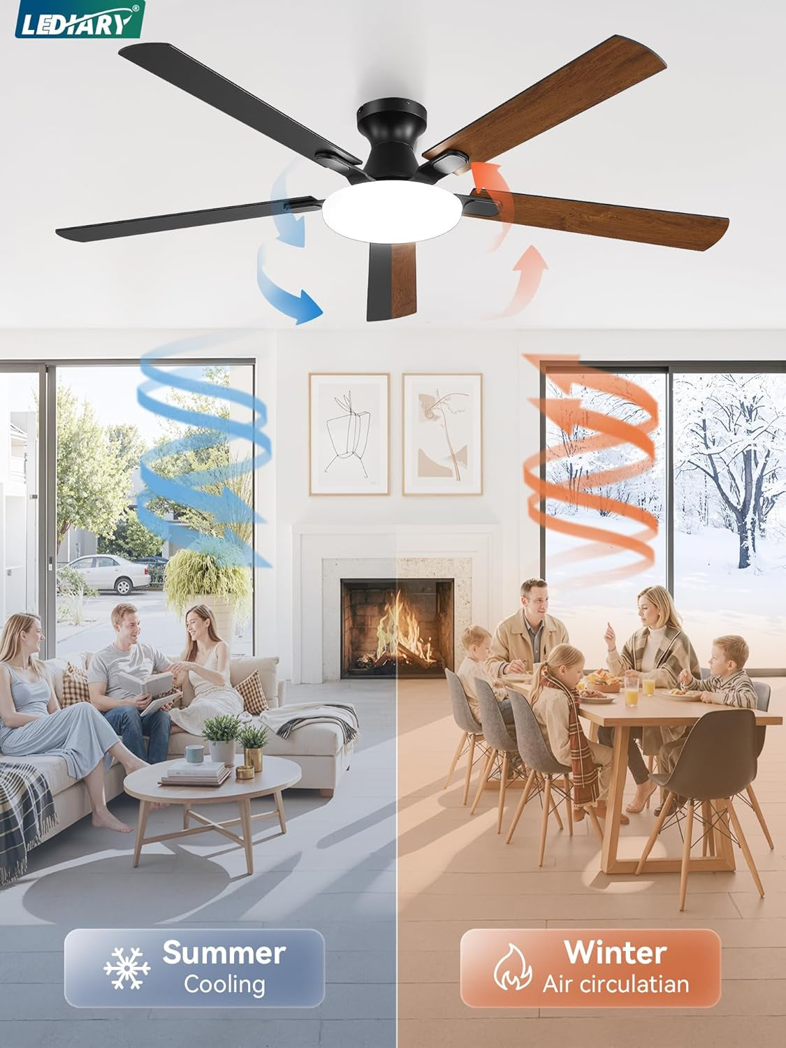 60 Inch Ceiling Fan Ultra High Efficiency LED Lighting-4