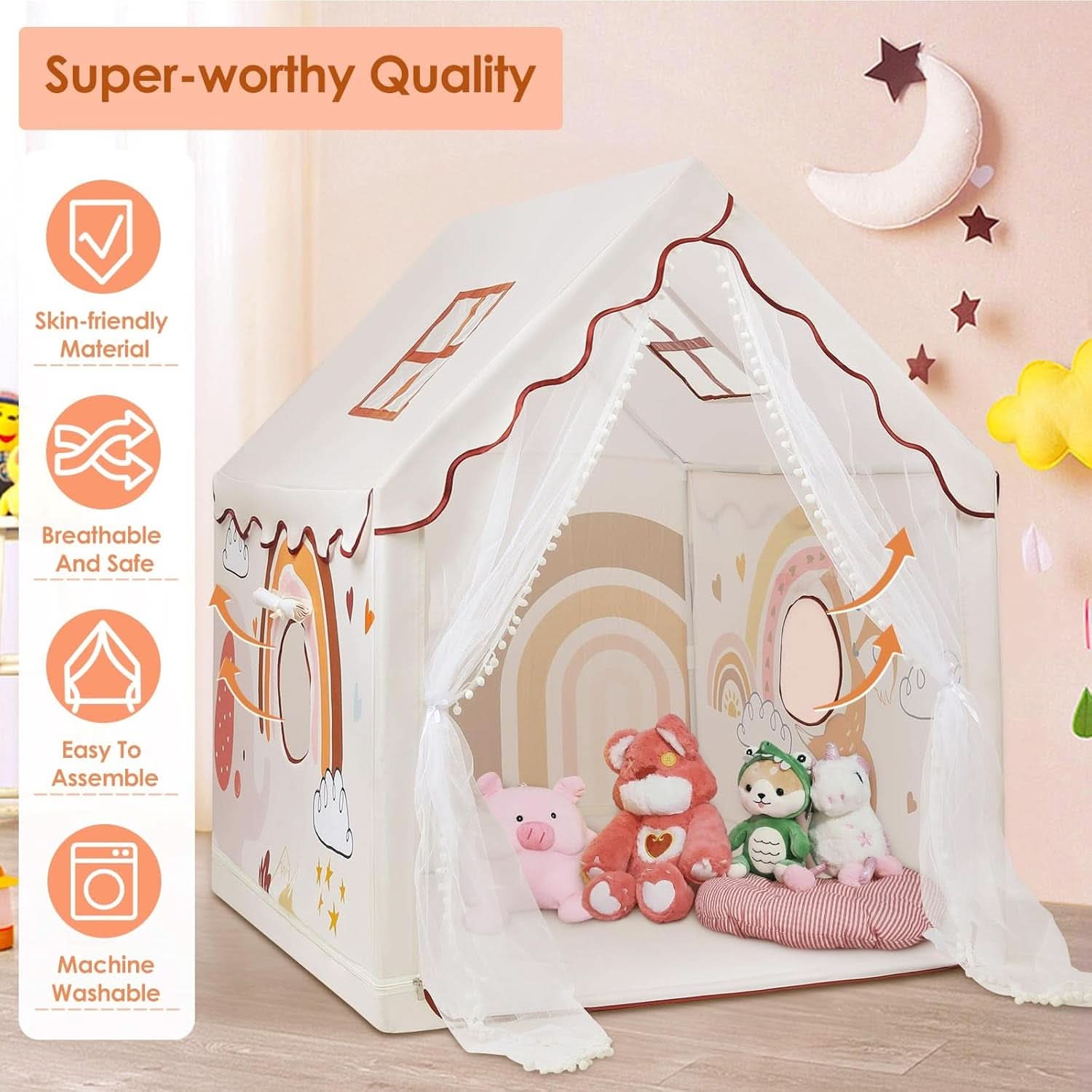 Extra Large Foldable Toddlers Play Tent With Windows-1