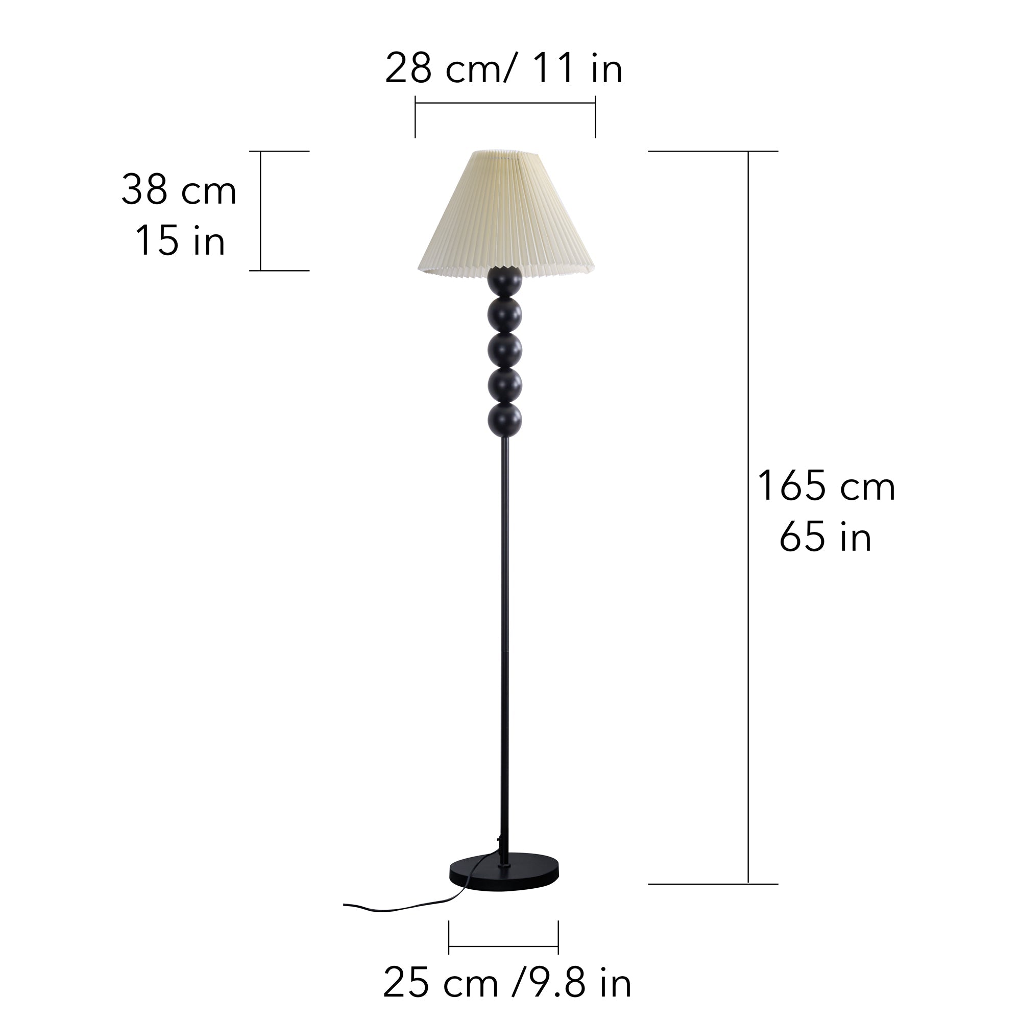 Mid Century Modern Wood Large Floor Lamp with Pleated Lampshade 65"H-4