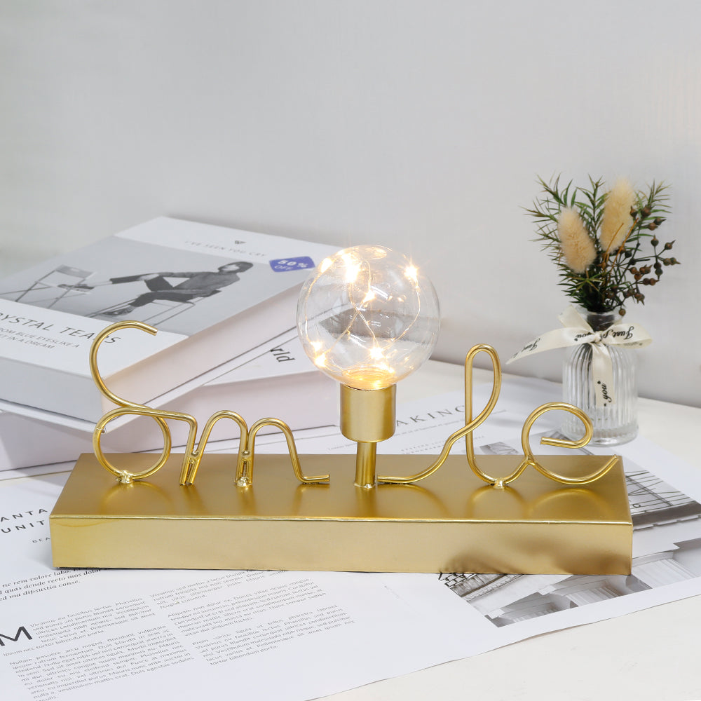 Decorative Cordless lamp Home Decor Lights with Warm White Fairy Lights(Smile)-3
