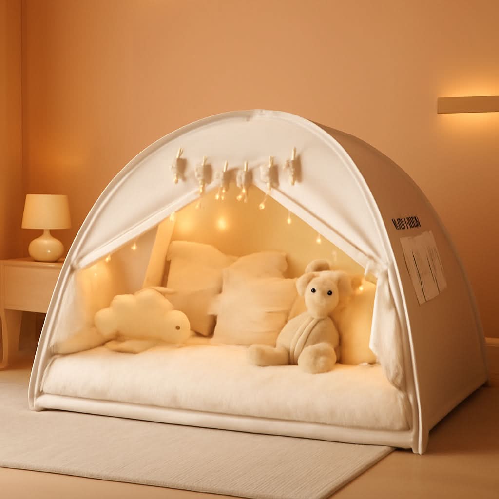 Twin Bed Tent For Kids Ultra Privacy Canopy Star Lights-0