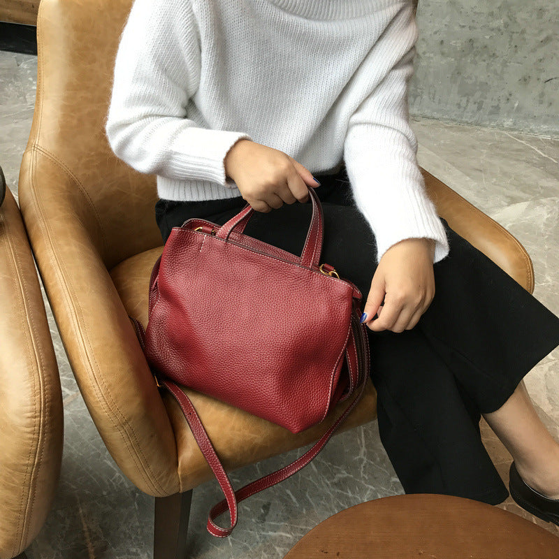Retro Cowhide Messenger Handbag for Women