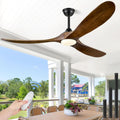 60 Inch Walnut Solid Wood Ceiling Fan Outdoor Weatherproof-0