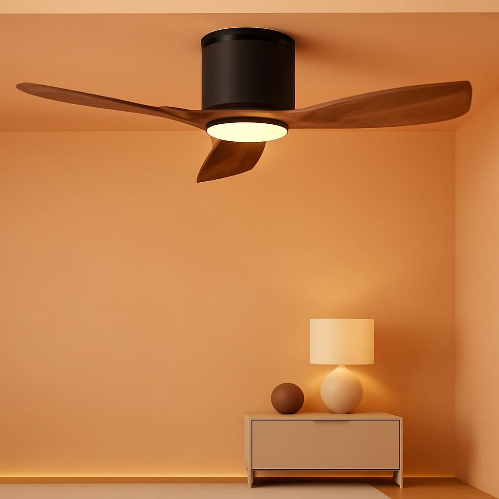 52 Inch Walnut Energy Efficient Ceiling Fan With LED-0