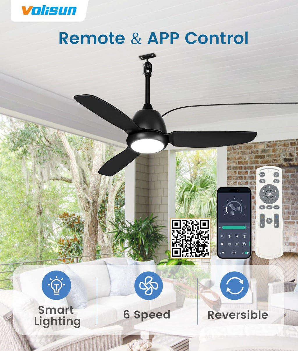 42Inch Black Weatherproof Outdoor Ceiling Fan IP65-2
