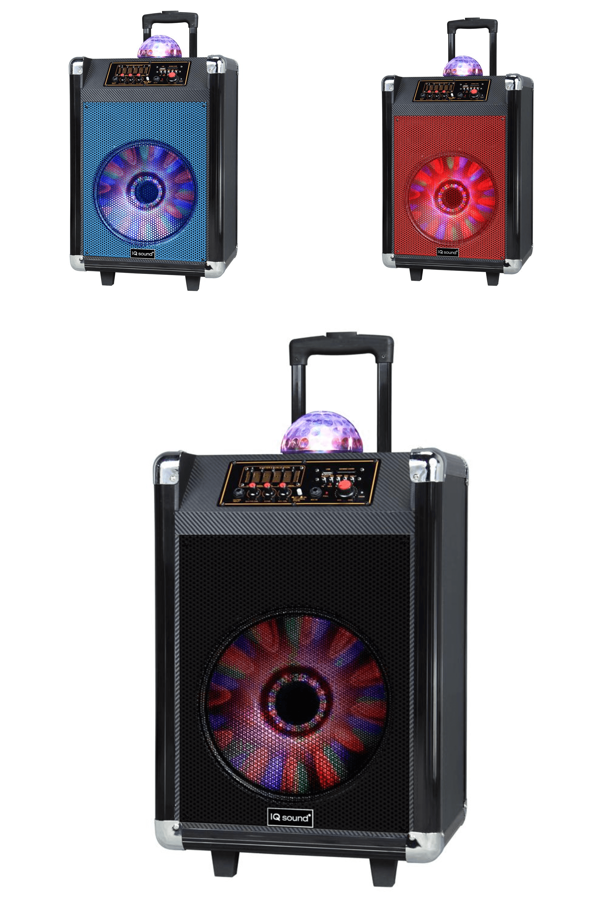 IQ Sound 12" Portable Bluetooth Speaker with Disco Ball Light-0