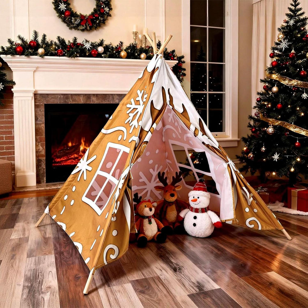 Ginger bread Play Teepee Tent 47x47x55 Inches Foldable-0
