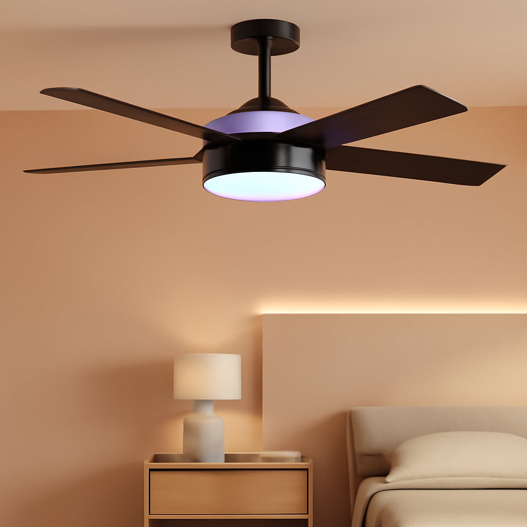 52 Inches Black Industrial Ceiling Fan With Lighting-0