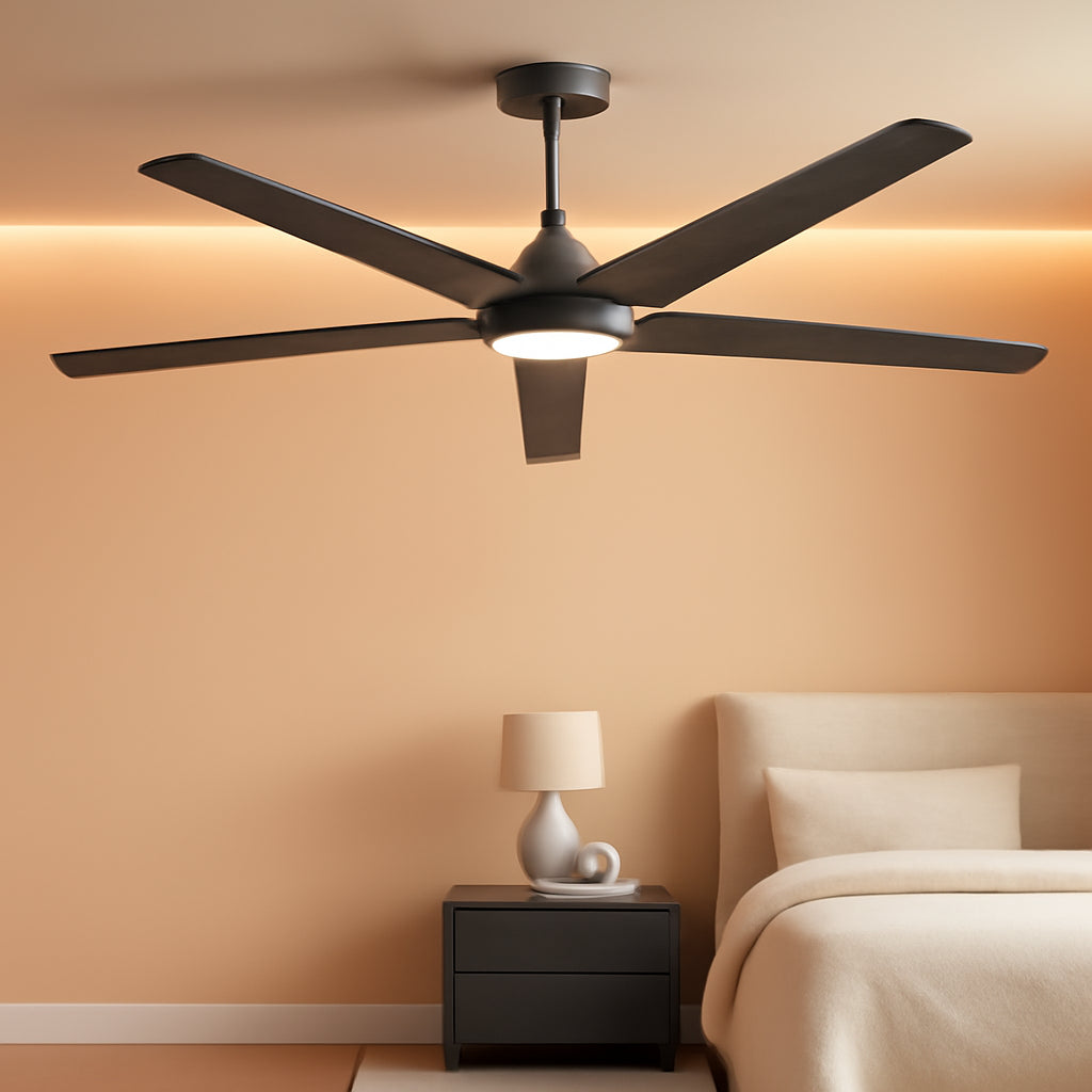 Black 62 Inch Ceiling Fan Energy Efficient LED Lighting-0