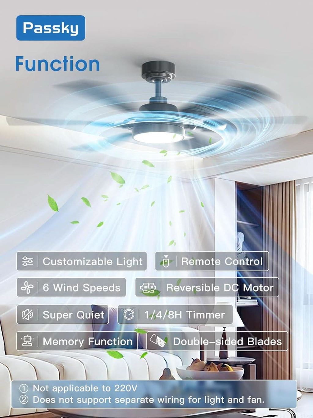 52 Inch Black Energy Efficient Ceiling Fan Lighting-1