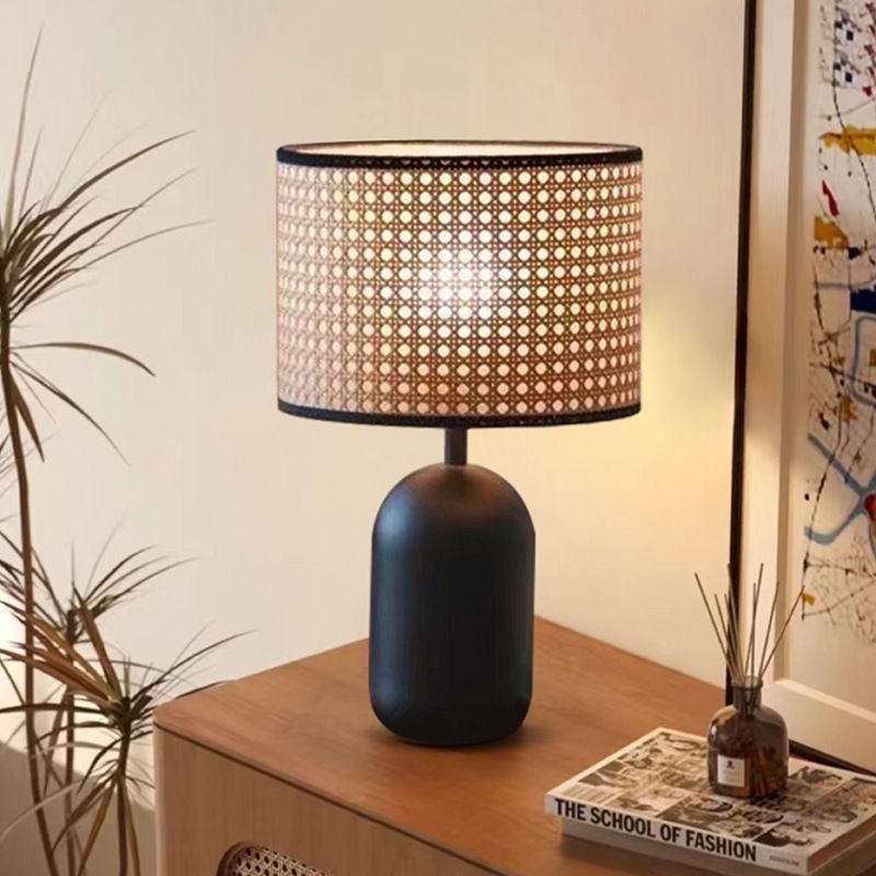 Handmade Woven Canework  Mid-Century Desk Lamp, E27 Socket, 18" Tall-2