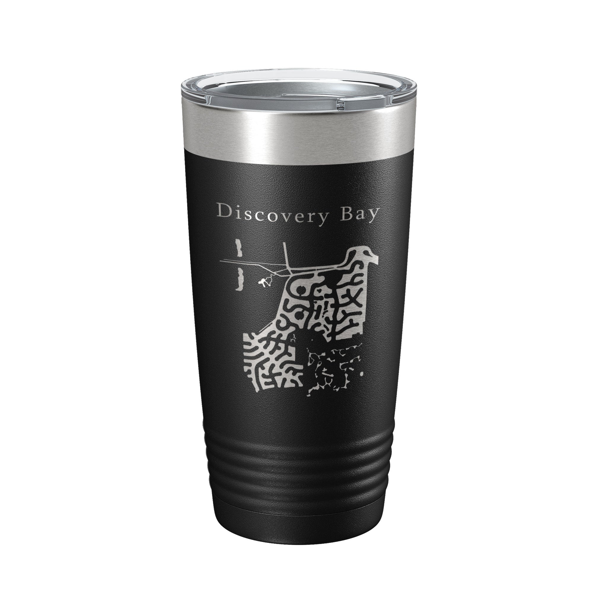Discovery Bay Tumbler Lake Map Travel Mug Insulated Laser Engraved Coffee Cup California 20 oz-0