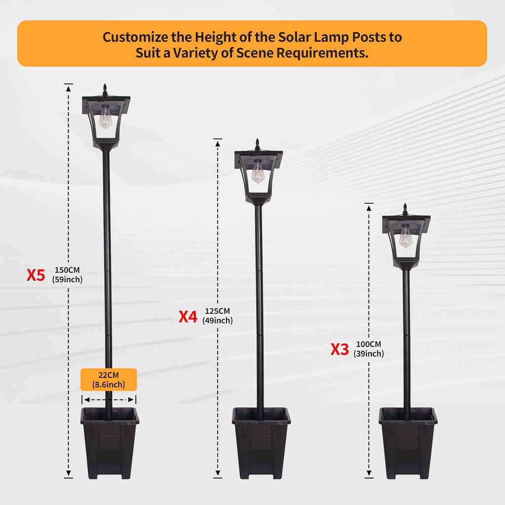 2-In-1 Outdoor Planter with Solar Lamp Post Lights, 59"H MAX-4