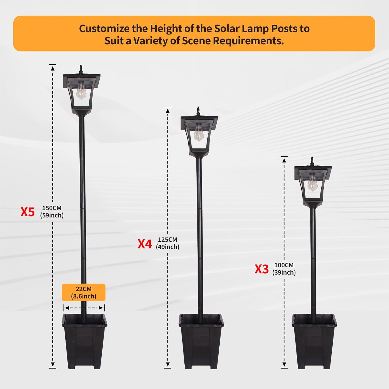 2-In-1 Outdoor Planter with Solar Lamp Post Lights, 59"H MAX-4