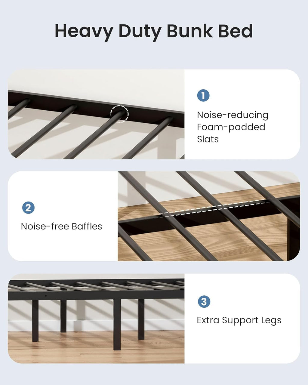 Queen Over Queen Heavy Duty Steel Bunk Bed Black Frame