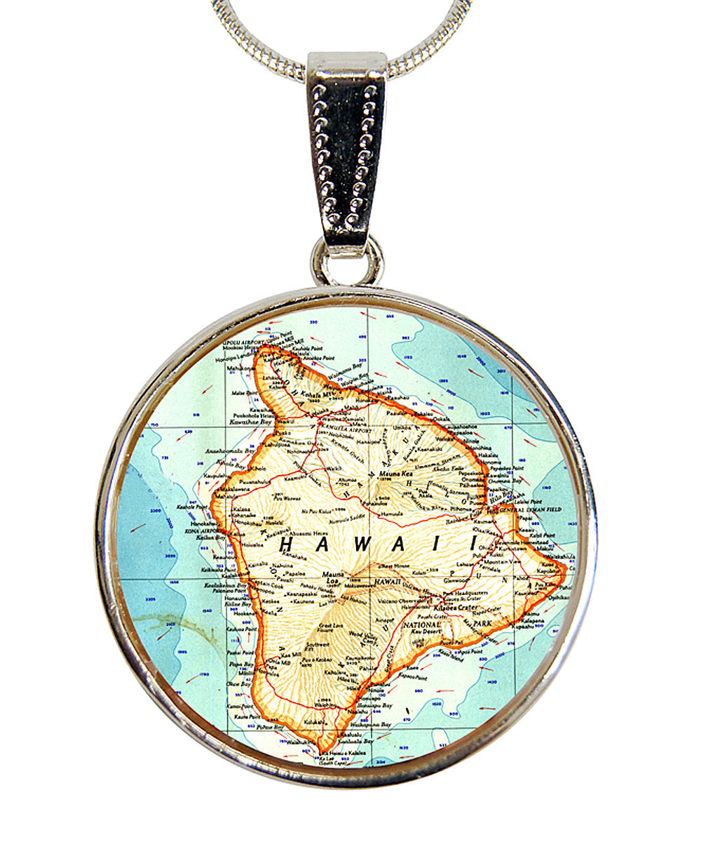 Hawaii Silver-Plated Mother of Pearl Jewelry Pendant Necklace - 44057-2