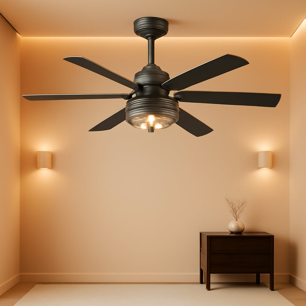 Black 48Inch Farmhouse Ceiling Fan Featuring Remote-0