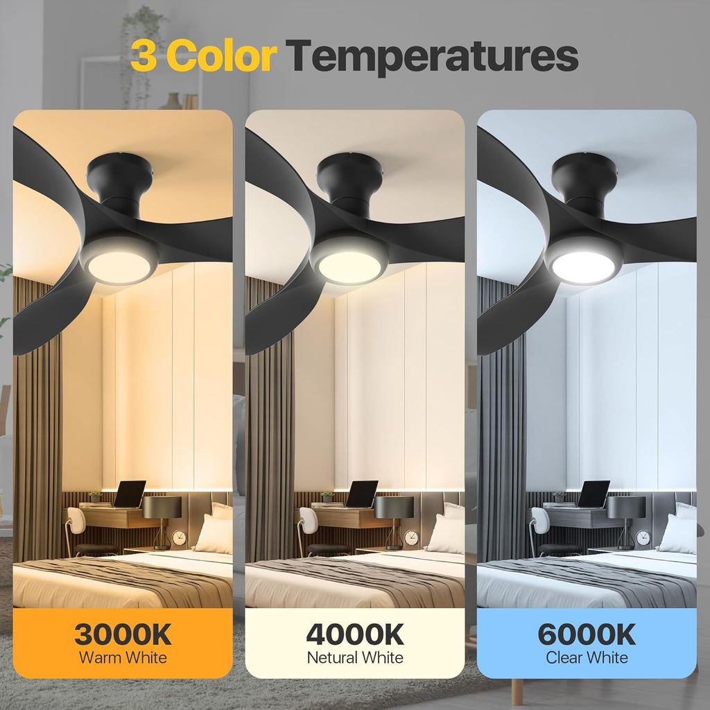 52 Inches Charcoal Finish Whisper Quiet Flush Mount Fan-3