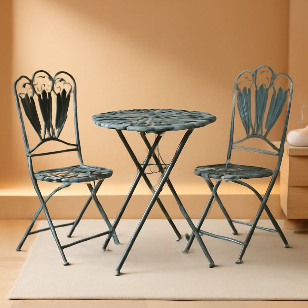 Bistro Set 3 Piece Light Blue Outdoor Patio Furniture-0
