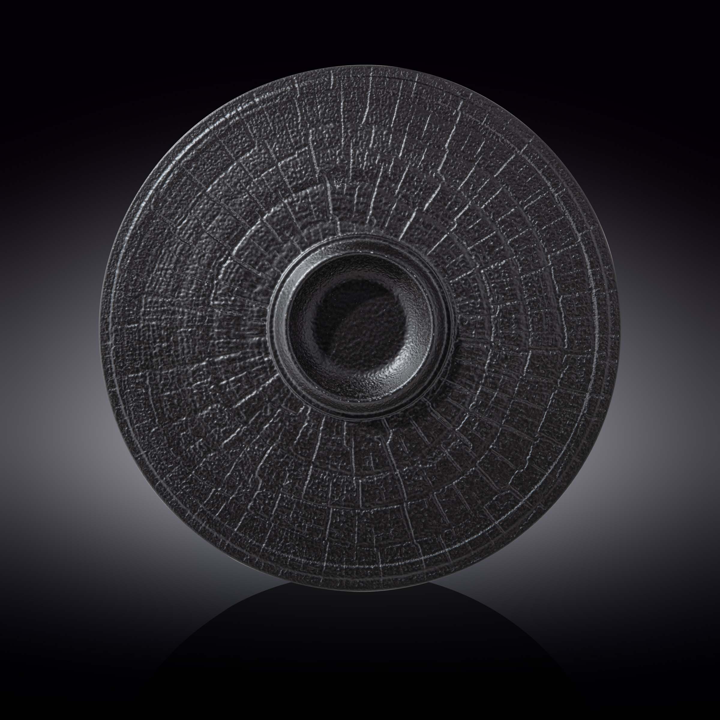 Black Porcelain Slate look Round Plate / Platter With Rustic Texture 13" inch-0
