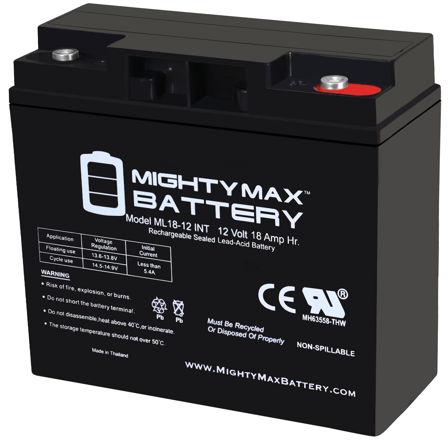Mighty Max Battery 12V 18AH SLA Internal Thread Replacement Battery for ES1230