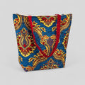 Authentic Kilim Fabric Ottoman Design Purse with Handles, Turkish Carpet, Beach Bag, Tote, Reusable Shopping Bag -- Blue/Red/Yellow-0