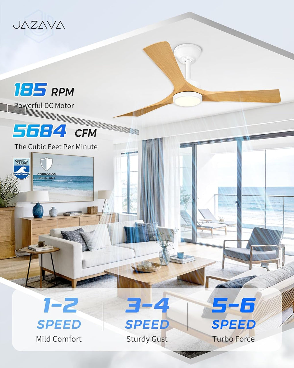 52 Inches Corrosion Resistant Ceiling Fan LED Light-4