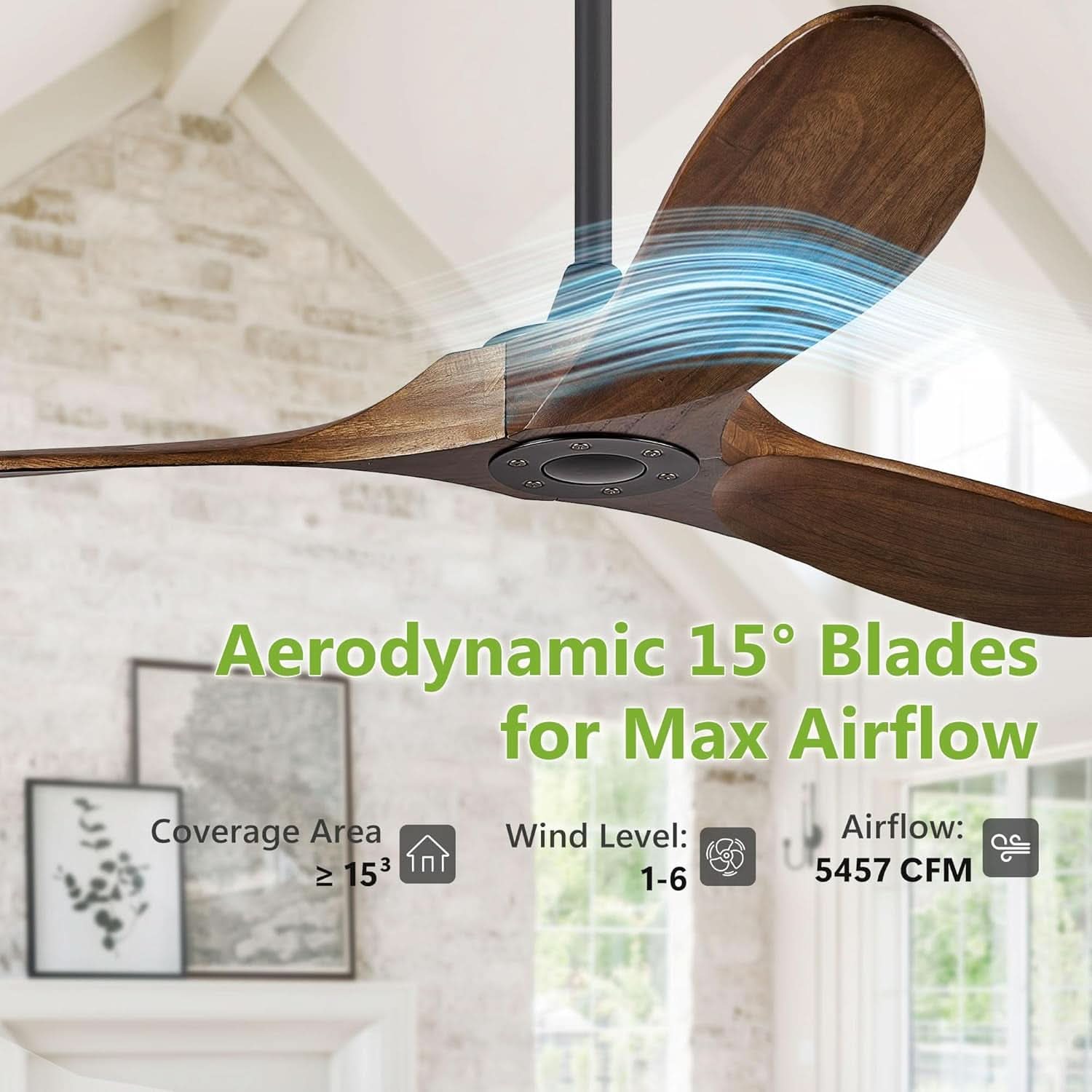 52 Inch Walnut Outdoor Ceiling Fan With Remote Control-2
