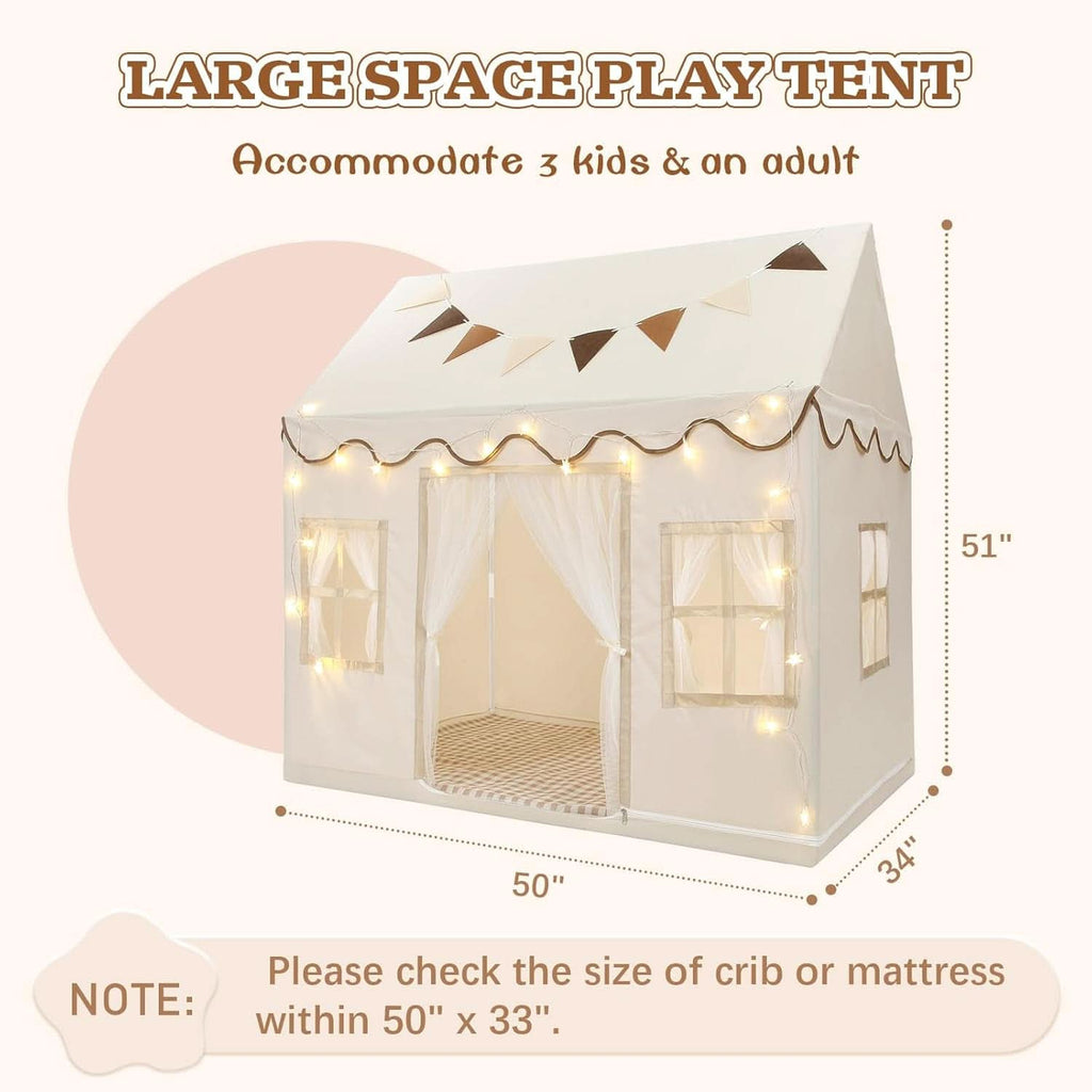 Cream Kids Play Tent Large 50 Inches Wide By34 Deep Indoor Outdoor-3