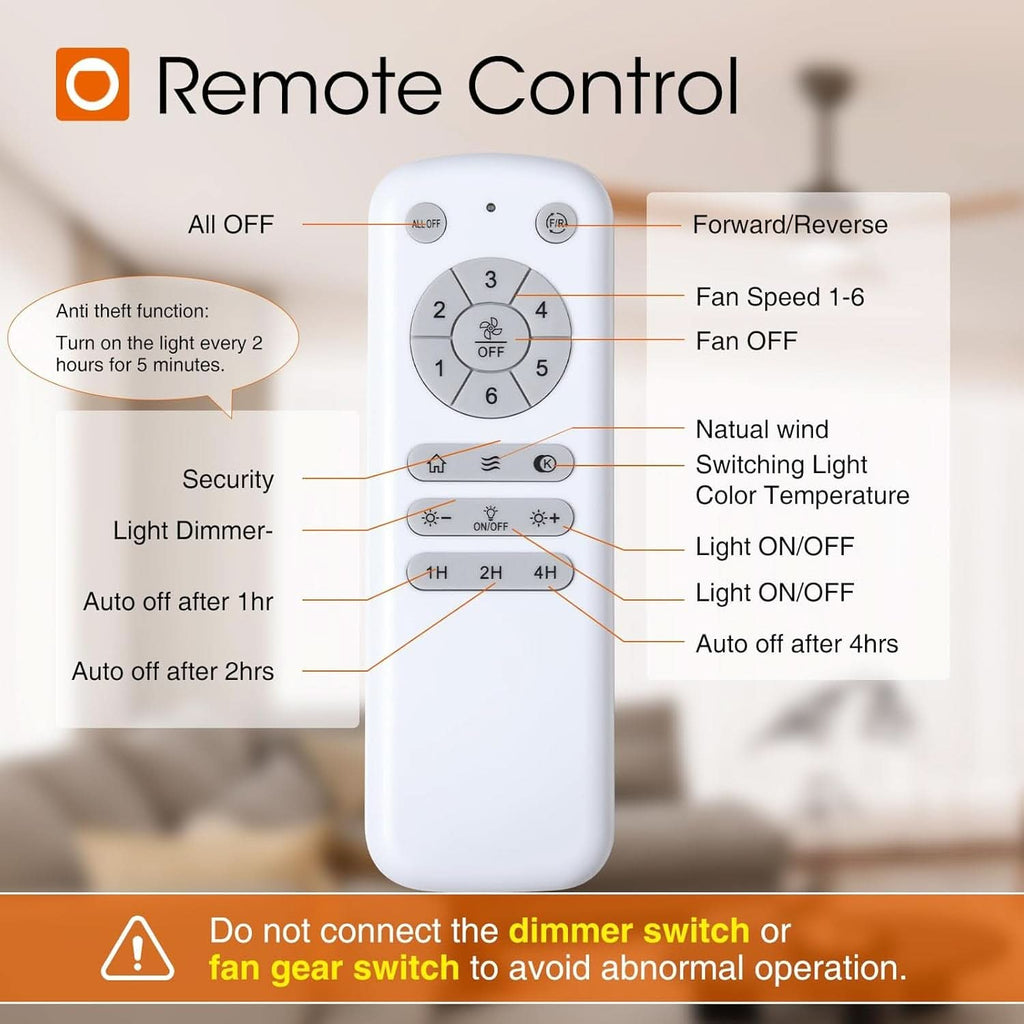 52 Inch Black Walnut Weather Resistant Ceiling Fan Remote-3