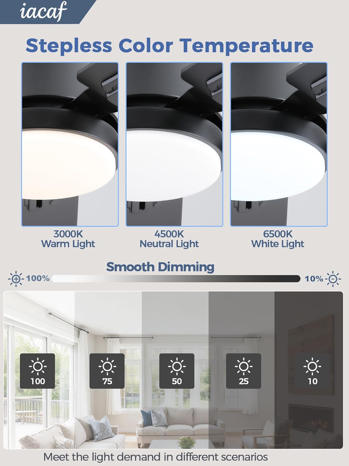 52 Inch Black Energy Efficient Ceiling Fan LED Light-4