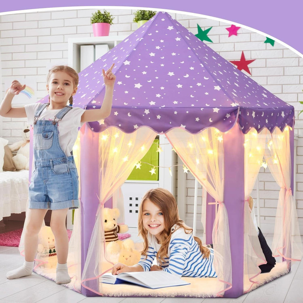 Purple Princess Castle Play Tent With 55x53 Inches-3