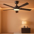 52 Inch Black Ceiling Fan With Remote Integrated Light-0