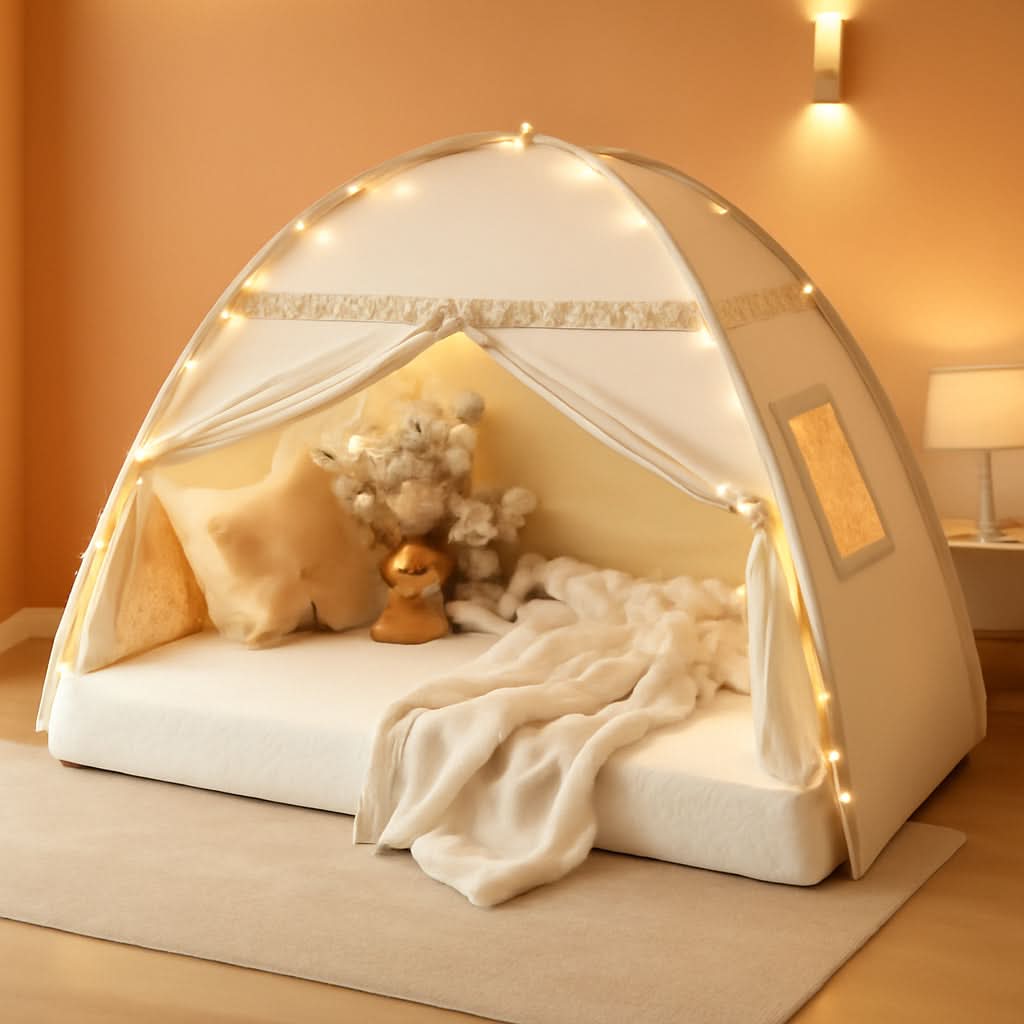 Golden Beige Premium Toddler Canopy Bed Tent Privacy-0