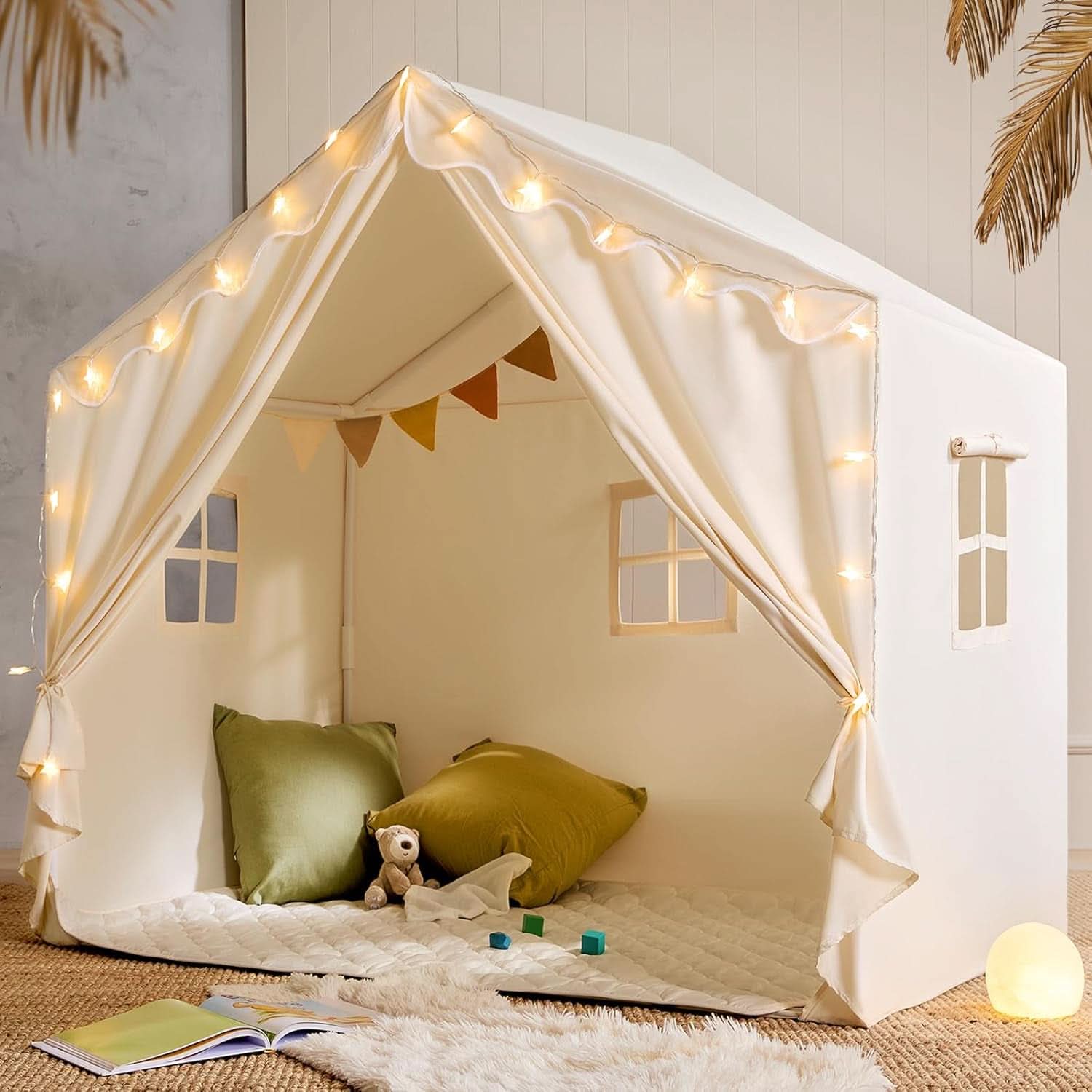 Kids Indoor Tent With Star Lights 57 Inch Reading Nook-0