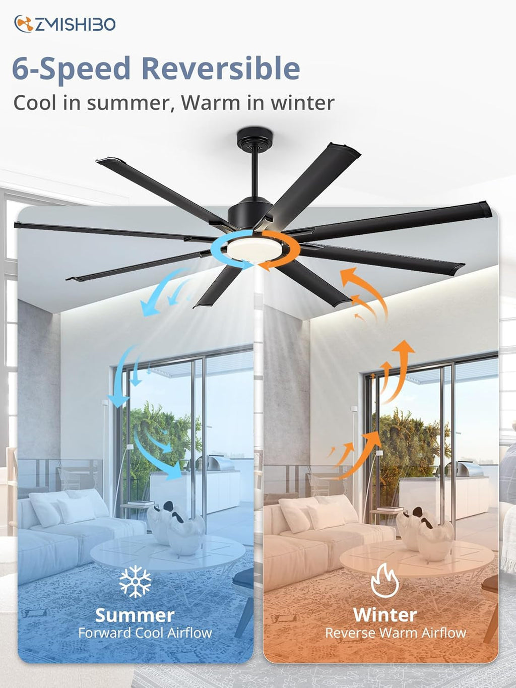 72Inch Aluminum Black Outdoor Ceiling Fan Lighting-4
