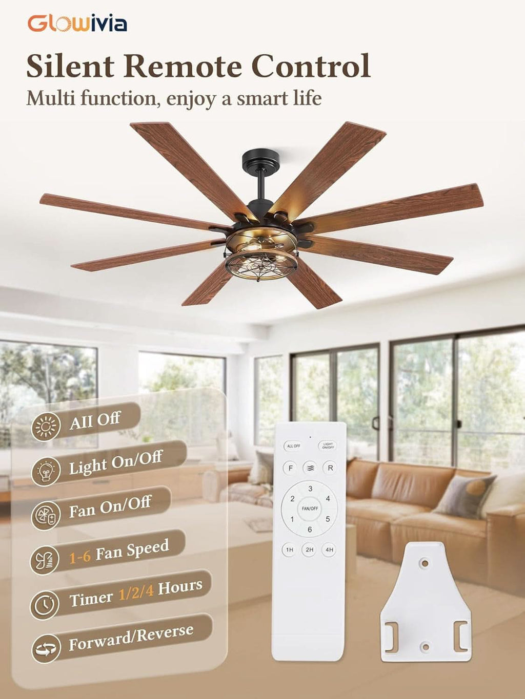 65 Inch Black Industrial Grade Rustic Ceiling Fan Remote-1