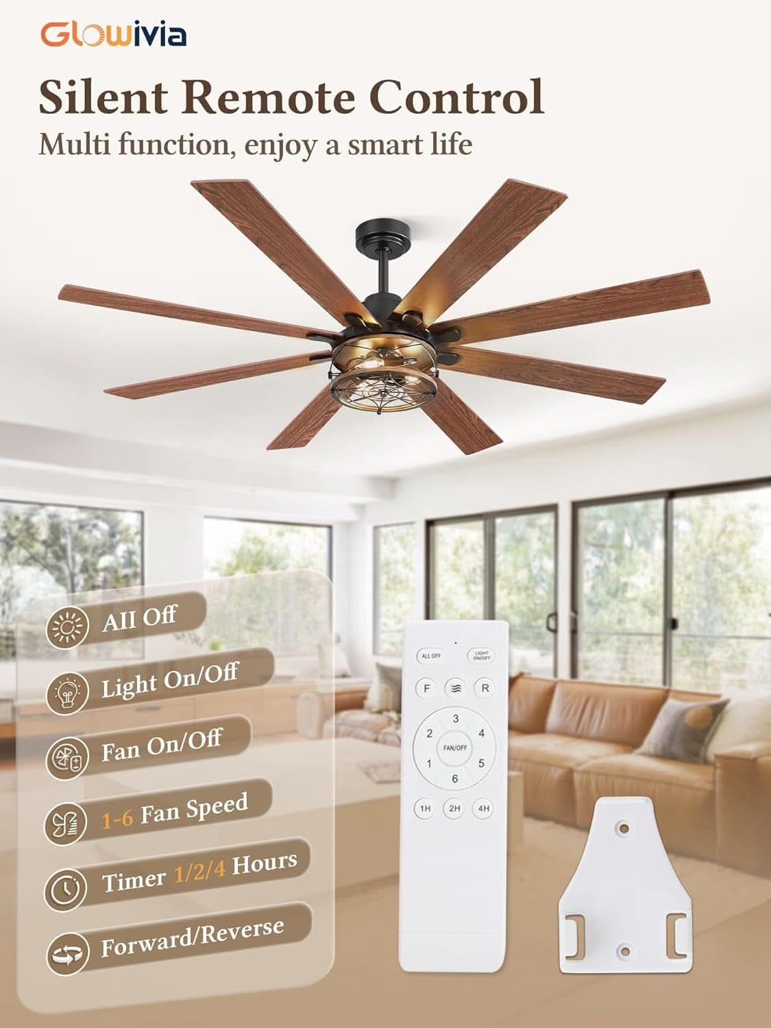 65 Inch Black Industrial Grade Rustic Ceiling Fan Remote-1