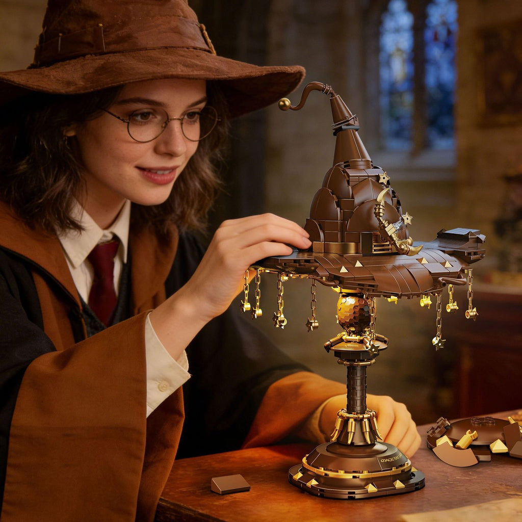 Wizard Hat Table Lamp, Fantasy LED Ambient Light, Magical Desk Lamp for Bedroom, Gaming Room & Reading Corner Decor, DIY Building Block Table Lamp-2