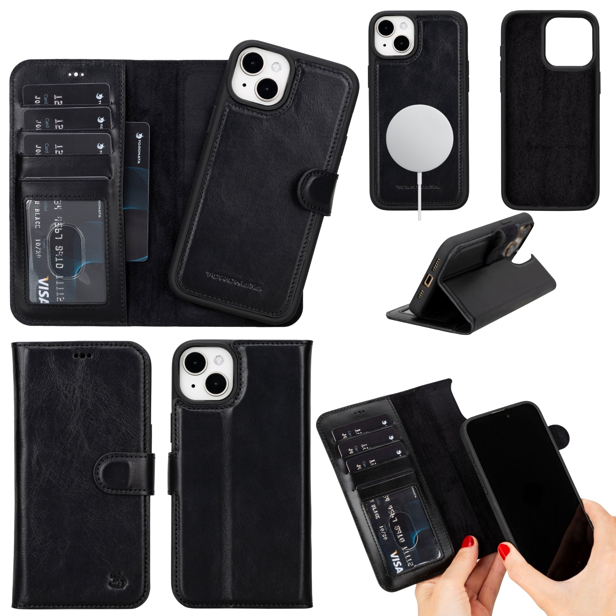 Casper Leather iPhone 15 Plus Wallet Case | Detachable MagSafe Compatible RFID Protection-0