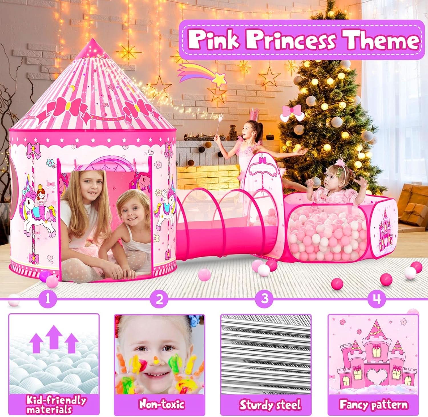 Pink ThreeIn One Princess Multi purpose Indoor Outdoor Play Tent-3