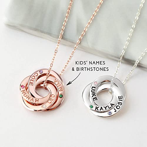 Mom Necklace With Kids Names Birthstones, Children Birthstone Jewelry-0