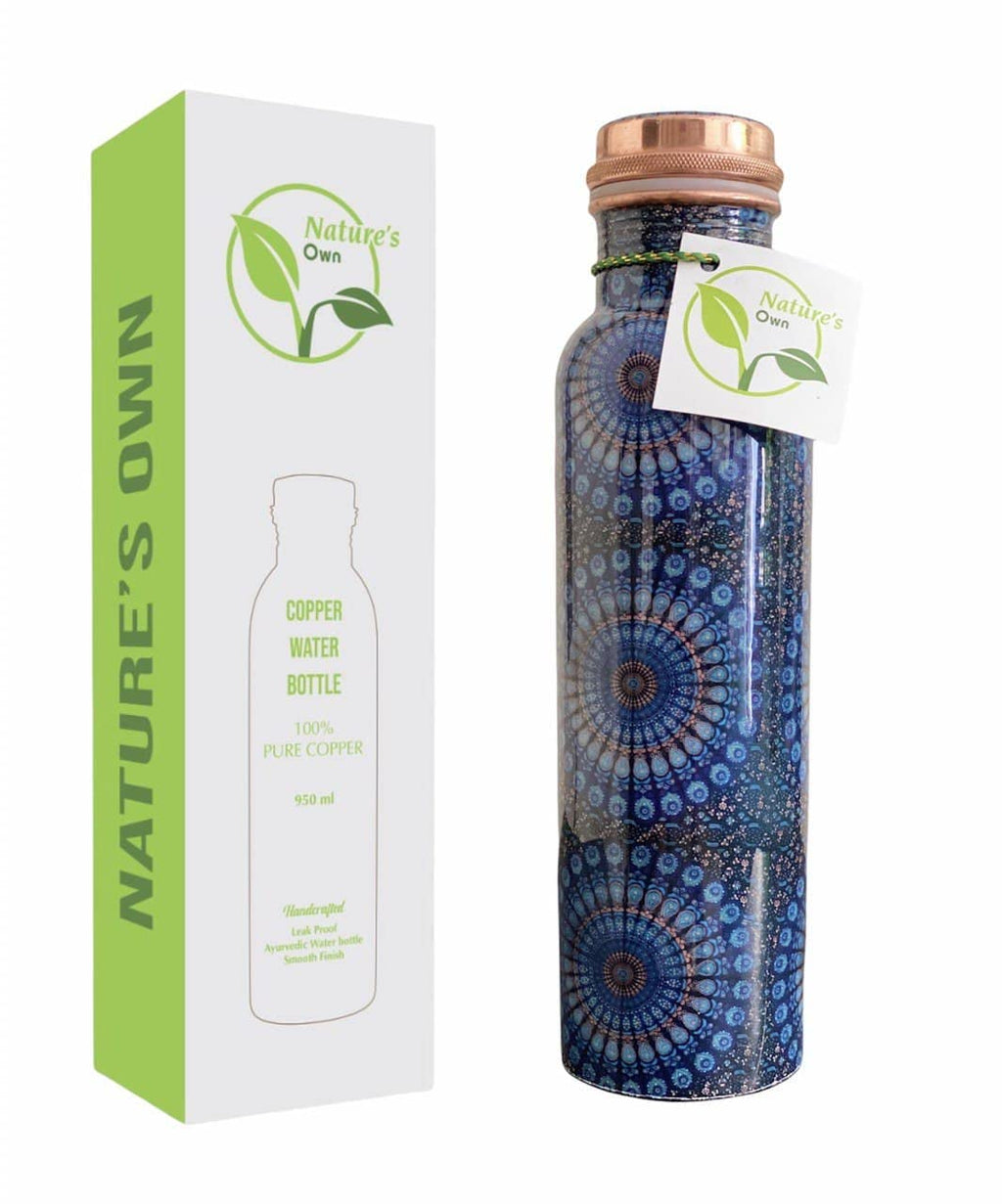 34oz Pure Copper Water Bottle for Drinking – Large Handcrafted Ayurvedic Copper Water Bottle Leak Proof Lid – Smooth Finish Copper Bottle Water Vessel – 100 Copper Drinking Water Bottle 34 Oz