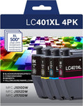 Genuine Brother LC401XL High Yield Ink, Black/Cyan/Magenta/Yellow, Pack Of 4 Cartridges-0