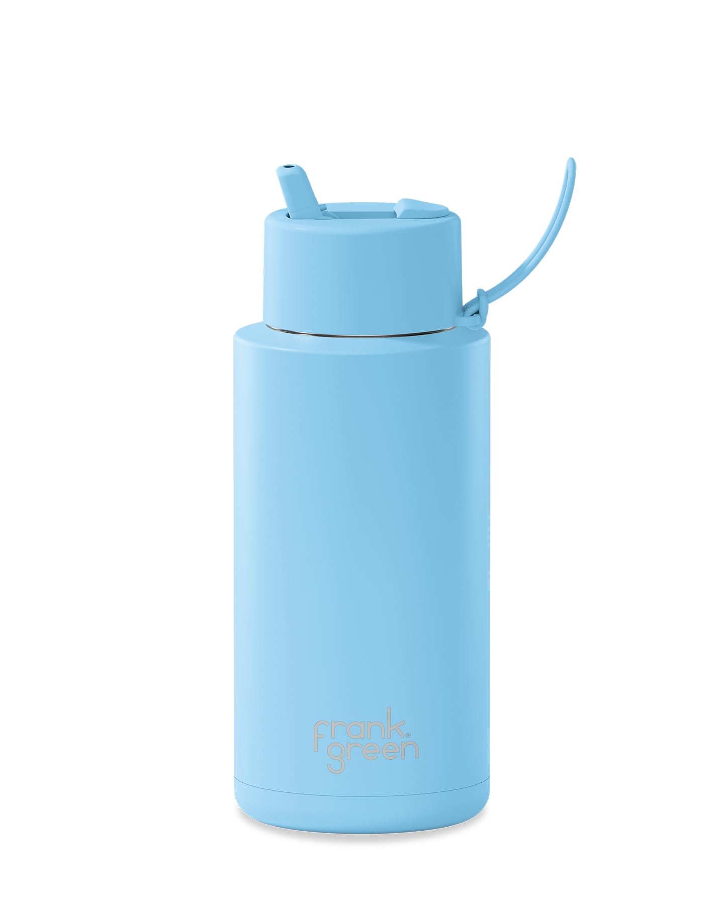 frank green - Ceramic Reusable Bottle - Stainless Steel Water Bottle With Straw Insulated Water Bottle Metal Water Bottle - Flip Straw Lid - 34oz - Sky Blue