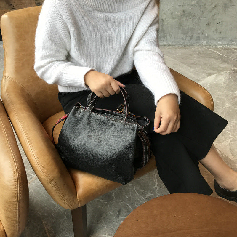 Retro Cowhide Messenger Handbag for Women